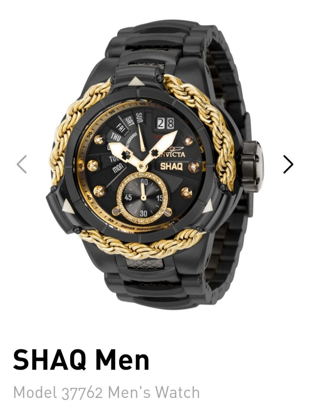 Invicta Black and Gold Diamond SHAQ Men's Watch 51.5mm Model#37762